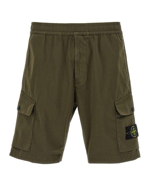 Stone Island Green Logo Badge Bermuda Shorts for men