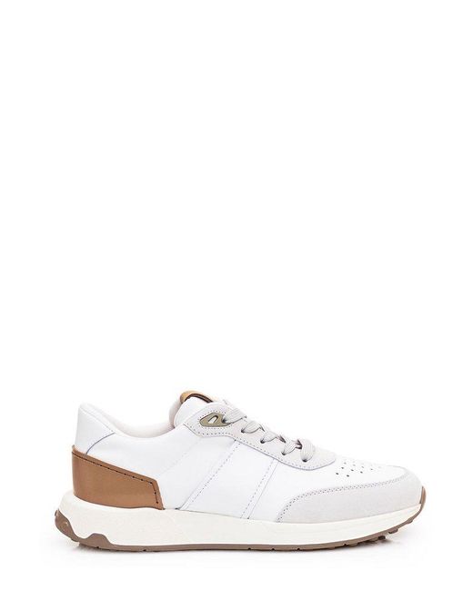 Tod's White Round Toe Lace-Up Sneakers for men