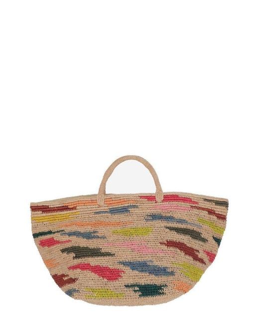 IBELIV Brown Vanilla Woven Top Handle Bag