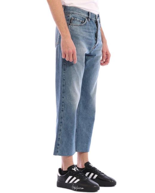 Balenciaga Blue Cropped Straight Leg Jeans for men
