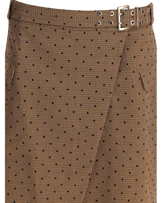 Ganni Brown Flock Check Suiting Skirt