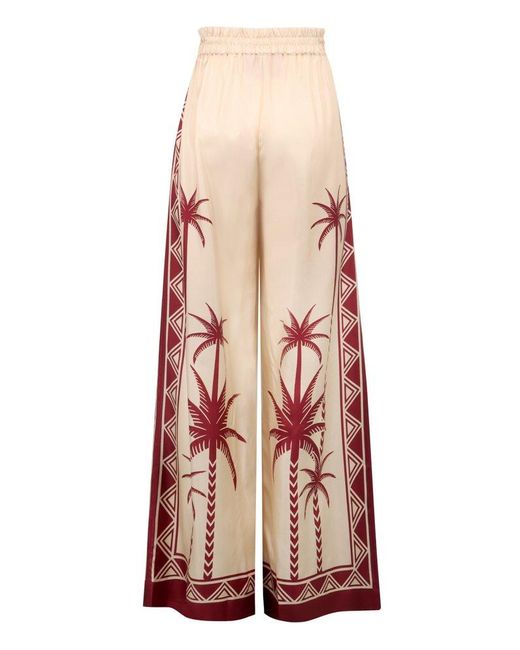 LaDoubleJ Pink Palm Tree-print Wide Leg Trousers