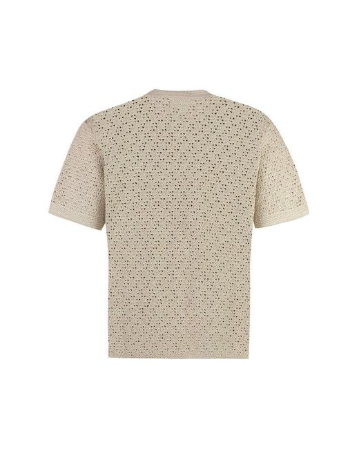 Bottega Veneta White Cotton Knit T-Shirt for men