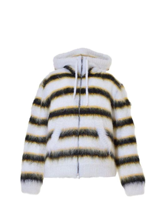 Marni Multicolor Striped Drawstring Knitted Hoodie for men