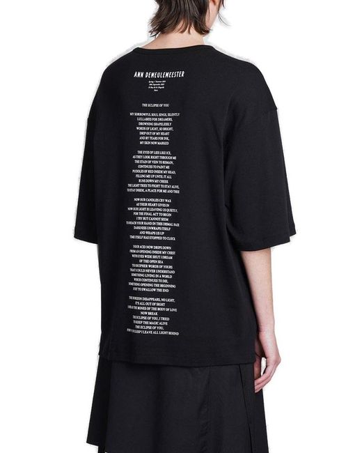 Ann Demeulemeester Black Back Printed Oversized T-shirt