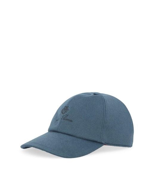 Loro Piana Blue Logo Embroidered Baseball Cap for men