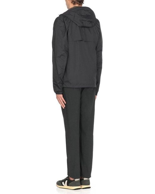 K-Way Black Hooded Windbreaker Jacket for men