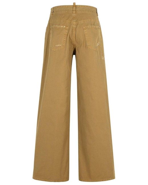 DSquared² 9 To 5 Distressed Low Rise Jeans in Natural | Lyst