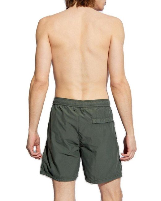 Stone Island Green Logo Printed Swimming Shorts for men
