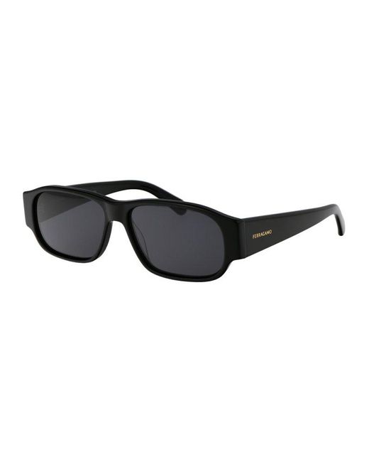 Ferragamo Black Rectangular Frame Sunglasses for men