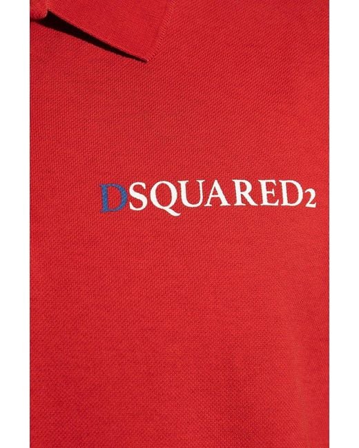 DSquared² Red Printed Polo Shirt, for men