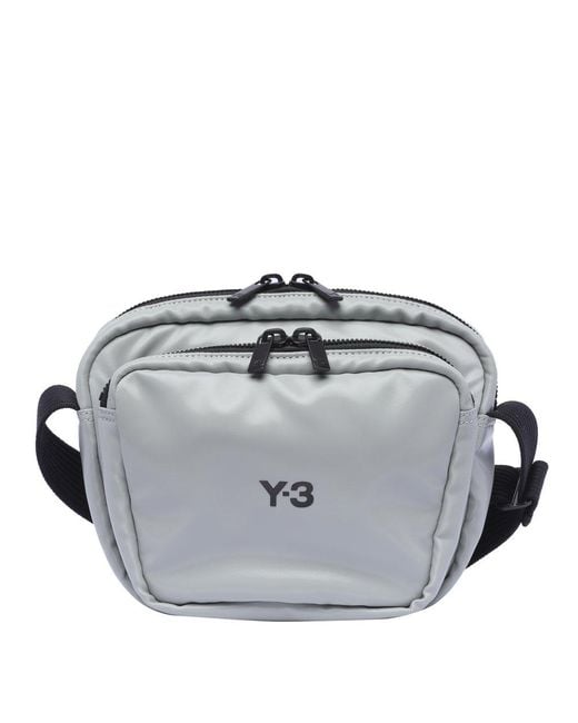 Y-3 Metallic Logo Printed Two Zip Pockets Crossbody Bag for men