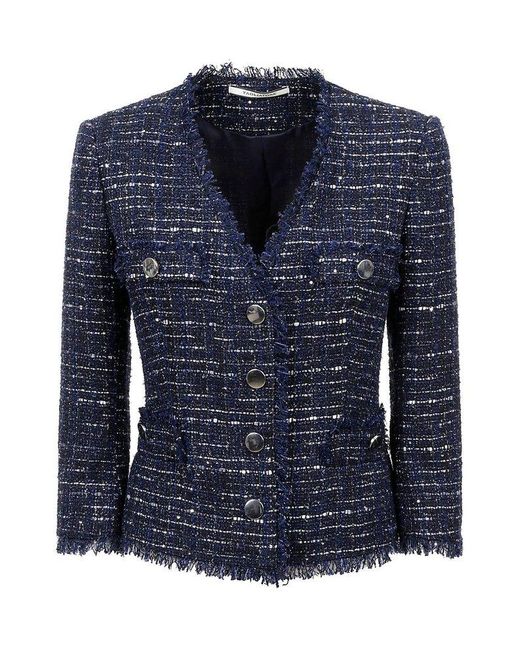 Tagliatore Blue Tweed Single-Breasted Blazer