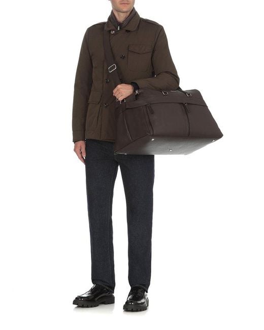 Orciani Black Logo Lettering Zipped Duffle Bag for men
