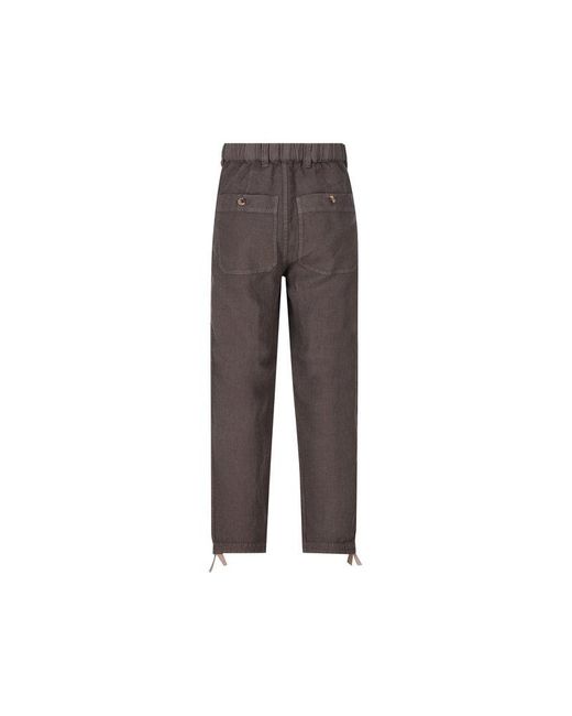 Brunello Cucinelli Brown Dyed Straight Leg Trousers for men