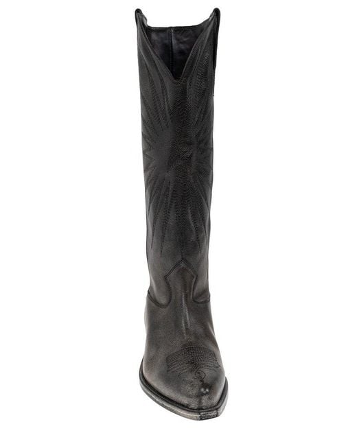 Golden Goose Deluxe Brand Black Leather Cowboy Boots