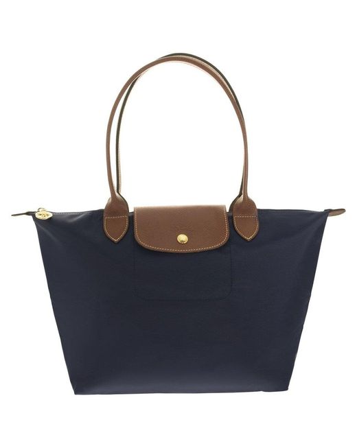 Longchamp Blue Le Pliage Foldover Medium Tote Bag
