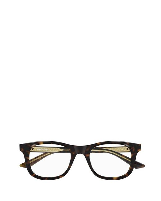Montblanc Black Square Frame Glasses for men