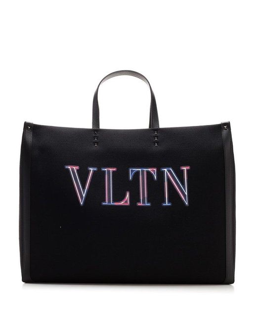 Valentino Cotton Garavani Rockstud Vltn Printed Tote Bag in Black for Men |  Lyst
