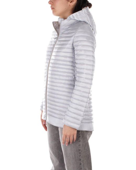 Save The Duck Gray Alima Quilted Hooded Jacket