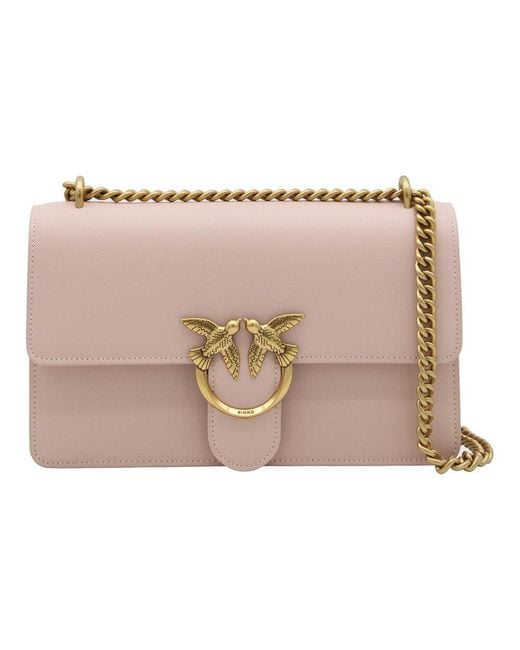 Pinko Pink Leather Love One Shoulder Bag
