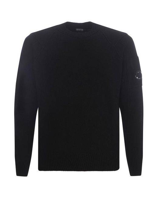 C P Company Blue Crewneck Sleeved Sweater for men