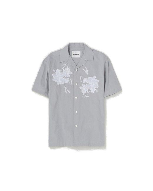 Jil Sander Gray Embroidered Shirt for men