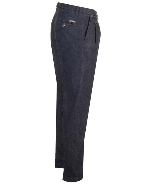 Dolce & Gabbana Blue Pleated Chino Jeans for men