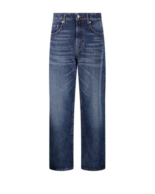 【送料&関税込】SportMax Button Detailed Straight Leg Pants Sportmax Button Detailed Straight Leg Jeans in Blue | Lyst