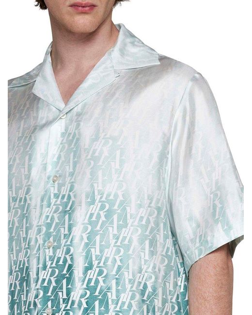 Amiri Blue Logo-Printed Gradient Shirt for men