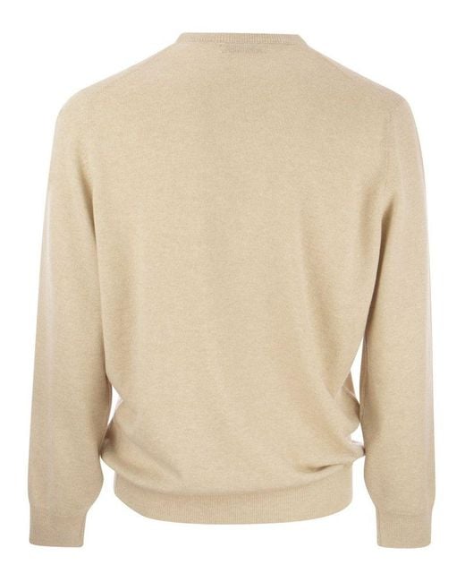 Brunello Cucinelli Natural Cashmere V-neck Sweater for men