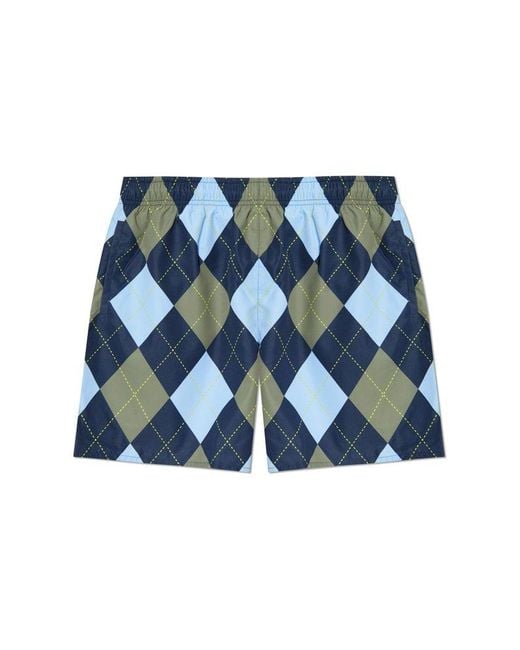 Lacoste Blue Argyle Pattern Swim Shorts for men