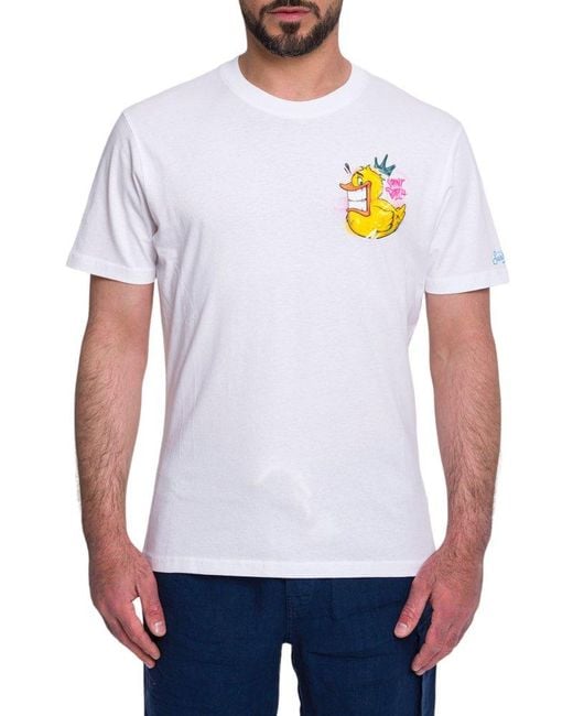 Mc2 Saint Barth White Graphic Printed Crewneck T-shirt for men