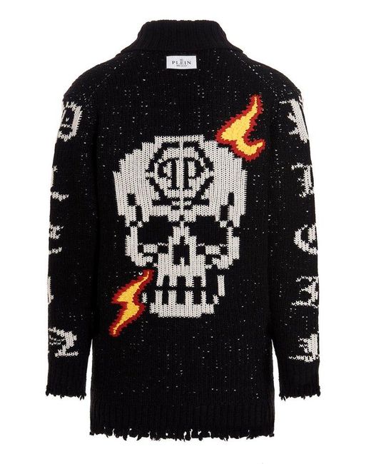 Philipp Plein Skull Cardigan in Black 