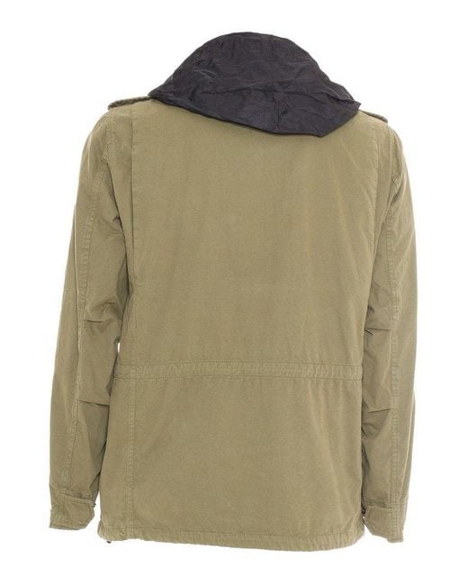 Aspesi Green Logo Patch Military Style Jacket for men