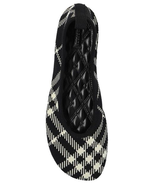 Burberry Black Checked Knitted Baby Ballerinas