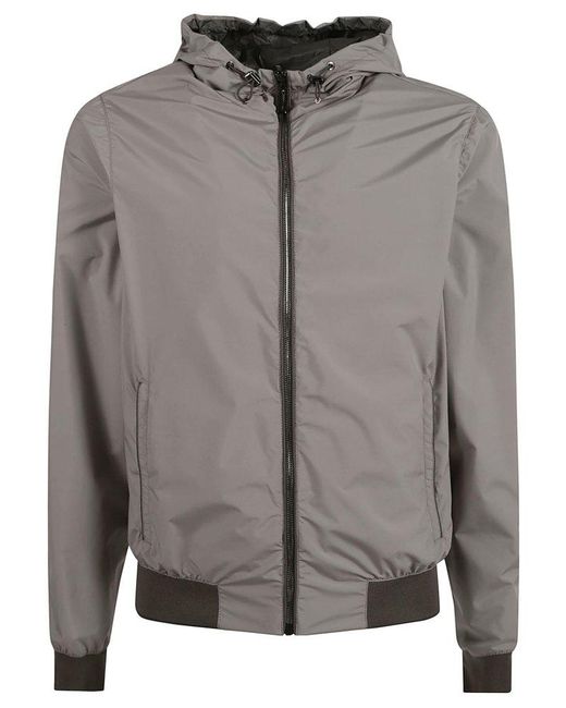 Moorer Gray Dennys-stp Reversible Zipped Hooded Jacket for men