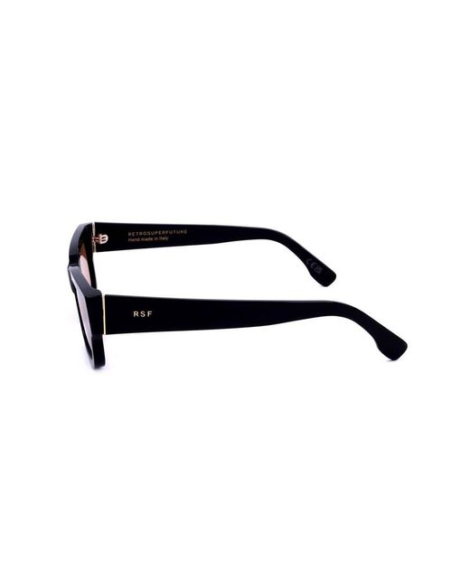 Retrosuperfuture Black Roma Refined Rectangular Frame Sunglasses