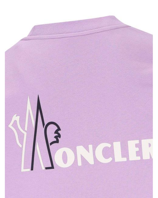 Moncler Purple Logo Printed Crewneck Sweatshirt for men