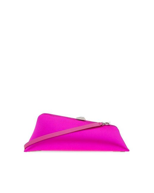 The Attico Pink Long Night Logo Detailed Clutch Bag