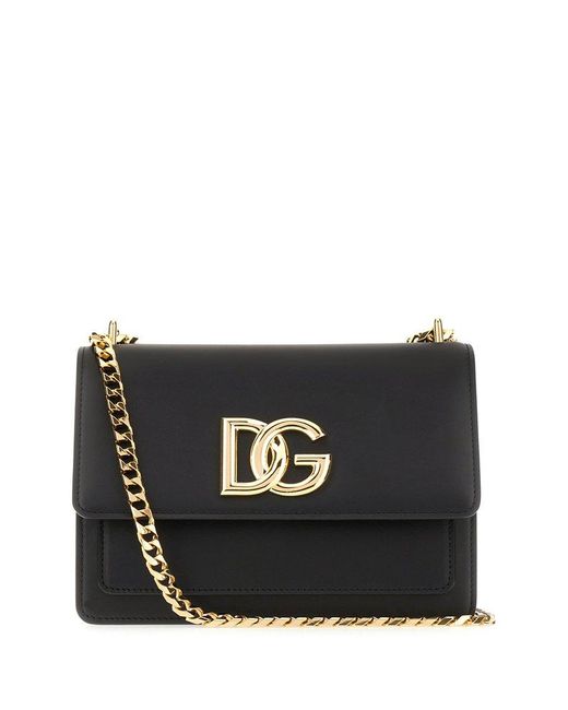 Dolce & Gabbana Black Dg Logo Plaque Crossbody Bag