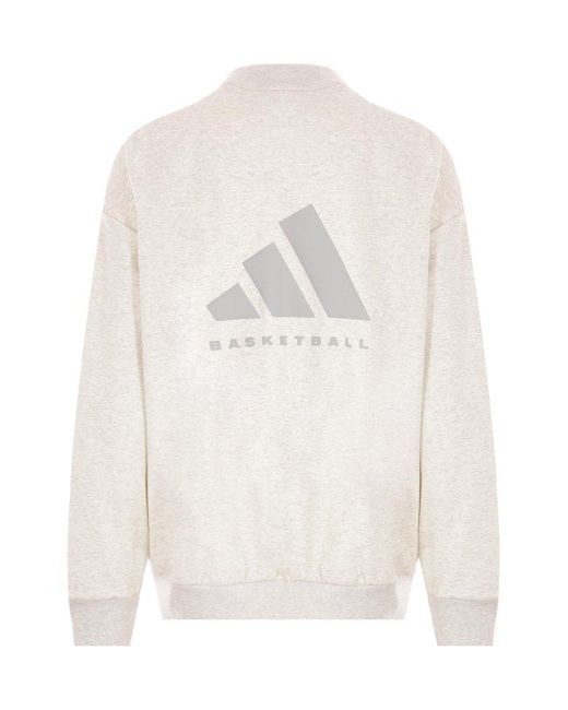 Adidas White Basketball Crewneck Sweatshirt