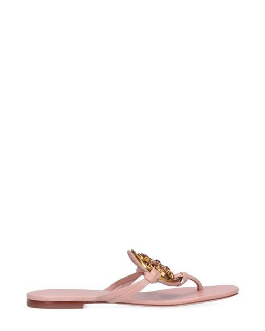 Tory Burch Miller Embellished Sandals in Pink | Lyst