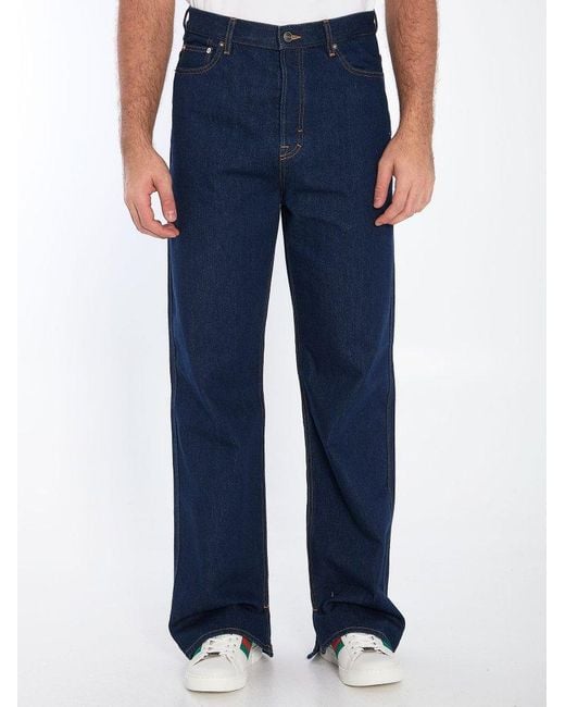 Gucci Blue High Waist Wide Leg Jeans for men