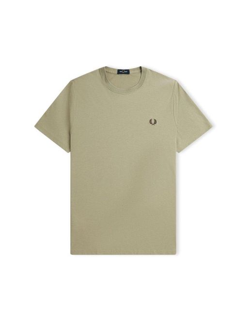 Fred Perry Green Logo-embroidered Crewneck T-shirt for men