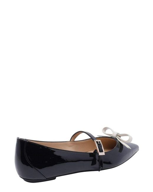 Stuart Weitzman Black Bow Detailed Ballerina Shoes