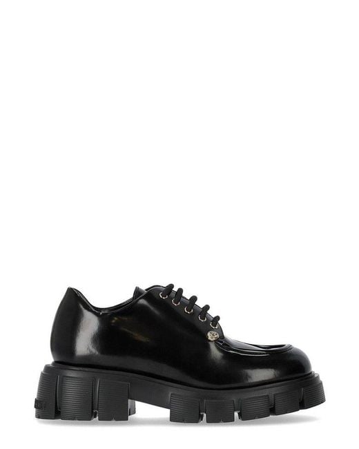 Love Moschino Black Lace-up Round Toe Loafers