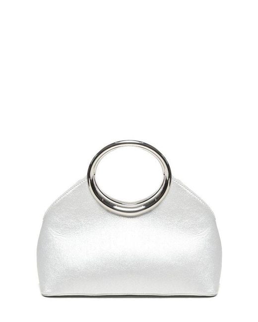 V73 White Ring Handle Clutch Bag