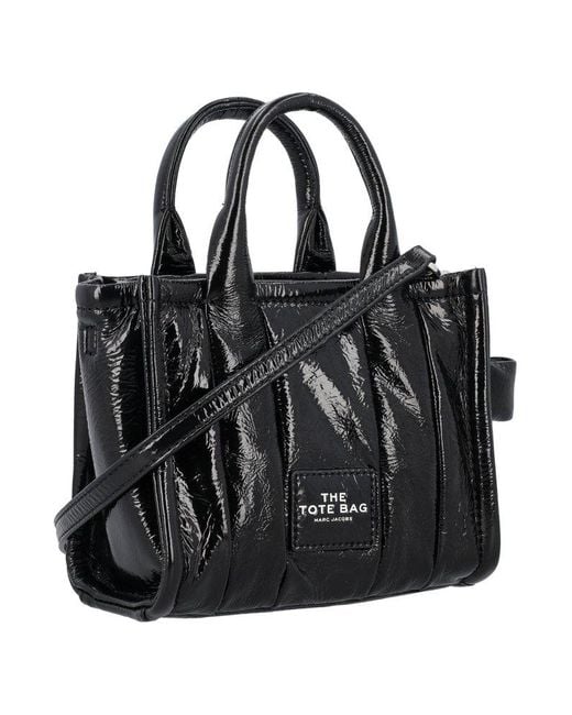 Marc Jacobs Black Shiny Crinkle Mini Tote Bag