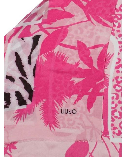 Liu Jo Pink Pattern-Printed Scarf